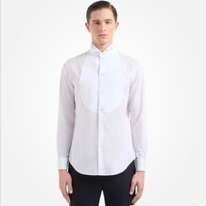 Giorgio Armani Le Collezioni  Tuxedo Shirt Made in Italy White Size 16.5 Large